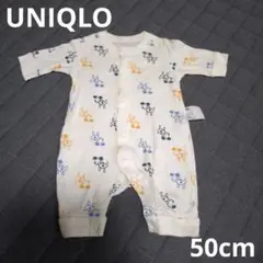 水通しのみ UNIQLO 50cm 長袖 ロンパース 犬柄