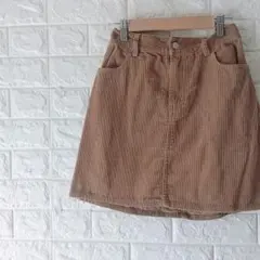 300円〜冬物セール！太畝コーデュロイ ミニスカート 台形 キャメル ブラウン