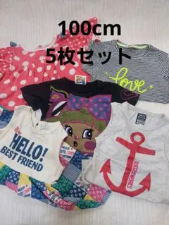 女の子夏用半袖Tシャツとワンピース5枚まとめ売り100cm