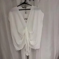 ZARA ホワイト ノースリーブ トップス Sサイズ