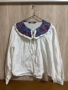 ZARA フリル付き長袖シャツ M