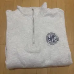 HUF グレー ハーフジップパーカー XL