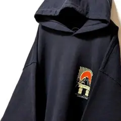 SCW 日本の旅行会社 ロゴ スウェットパーカー ブラック 黒 XL 古着