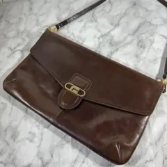 MORABITO ダークブラウン レザー ショルダーバッグ