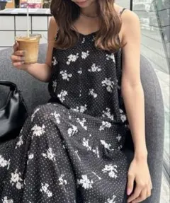 kastane ドットフラワーキャミワンピース