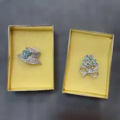 ブローチ2点セット シルバー 水色