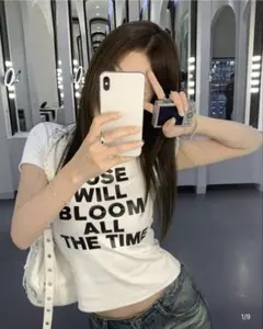SHEIN ロゴプリント 半袖Tシャツ ホワイト