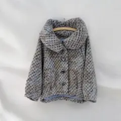 【YO】ふんわり立体編み・ポコポコ素材のウール混コート大人可愛いショートドルマン