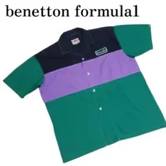 BENETTON　ボタンシャツ　トリコロールカラー　サイズ46　Y2K　ベネトンのサムネイル