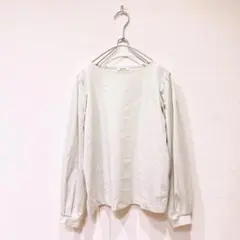 オペークドットクリップ 長袖カットソー トップス ブルー S