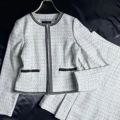 美品　エスプリミュール　ツイード　ノーカラージャケット　スカート　セット　L