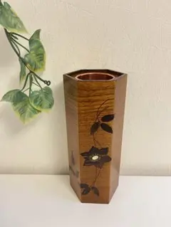 桜皮細工花器、花瓶、花入、螺鈿、鉄線、花道、花生、工芸品、六角花器
