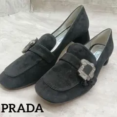 ✨美品✨ プラダ ビジュー ブラック ミュールスエード ローファー 39.5