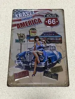 Route 66 メタルサイン アメリカンヴィンテージ 看板 インテリアのサムネイル