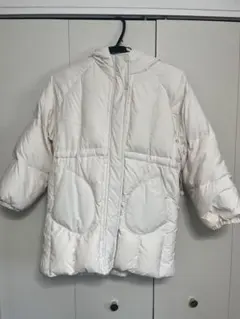 オフホワイト フード付きダウンコート 150サイズ