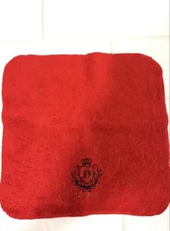 【日本製】Hotmanホットマン タオルハンカチ 赤 エンブレム刺繍 綿100%