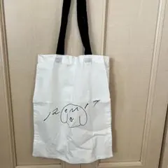 犬のイラスト付きホワイトエコバッグ