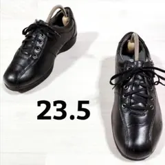 アシックス ペダラ レザー サイドジップ コンフォート スニーカー 23.5 黒