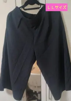 ネイビー ガウチョパンツ ？ゴムウエストＬＬサイズ