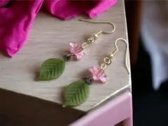 【セール品】ピアス（イヤリング）【フラワーモチーフ】　ピンク　lot #50-1