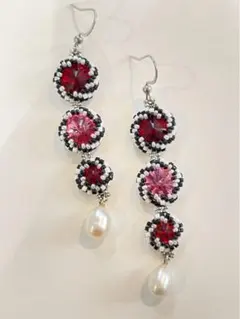 独特な淡水真珠風車イヤリング／24時以内発送／特売