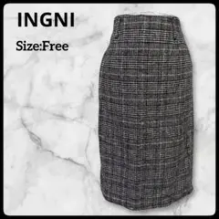 【美品】INGNI イング グレンチェック タイトスカート F 膝丈 裏地ありのサムネイル