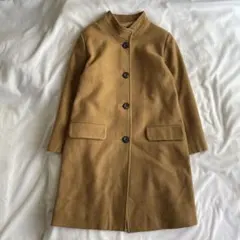 キャメル ロングコート スタンドカラー ノーカラー シンプル きれいめ 上品