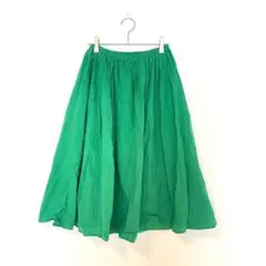 伊太利屋 ブラックビー フレアスカート 膝丈 緑 総ゴム 裏地 カジュアル