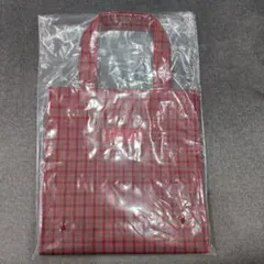 新品ファミリア　familiar トートバッグ　赤チェック　小　XF