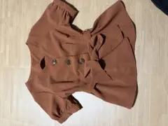 ピンクブラウン 半袖 フレアブラウス