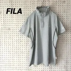 FILA フィラ ハーフジップ 半袖ハイネックシャツ ボーダー ゴルフウェア Mのサムネイル