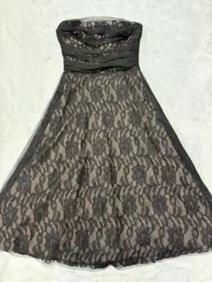 ２４時間セールBCBG MAXAZRIA ベアトップひざ丈ドレス　レース　黒