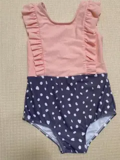 水玉柄女の子用ワンピース水着 100cm