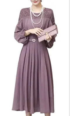 新品✨パーティードレス ラベンダー 2XL 結婚式 ロング レースデザイン