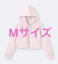 新品タグ付き GU ジーユー　パフスウェットフルジップパーカ ピンク　Mサイズ