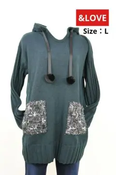 ★新品タグ付★＆LOVE ニット フーディー 緑 アンドラブ QVC