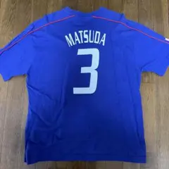 8SM1 小野伸二 日本代表 ゲームシャツ Tシャツ 18番 青 サッカー 古着