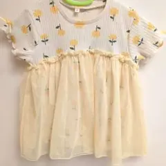 花柄チュニック　爽やか　ふんわり　イエロー 120