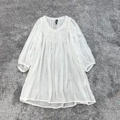 スタイルオペレーション【F】白系 チュニックブラウス レース使い 透け感 薄手