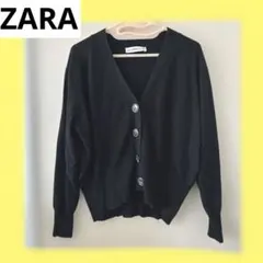 ZARA M程度　ニットカーディガン　ブラック　長袖　カーディガン