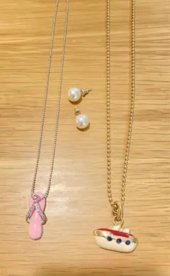 ネックレス　ハワイアン　パール風　ピアス　3点セット