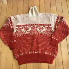 DGRACE タートル セーター 赤クリーム色 ウール100% ヴィンテージ