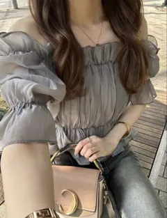 GRLフリルブラウス(グレー)