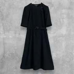 【美品】ブラックフォーマル ワンピーススーツ ベルト付き M 礼服 喪服 日本製