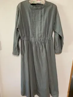 値下げしました。 フェリシモモスグリーン 長袖 ワンピース