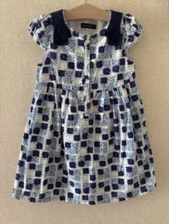 BeBe ノースリーブワンピース 110cm ブルー　水色　リボン　べべのサムネイル