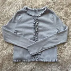 h&m H&M フリルトリムカーディガン ニット ブルー 青 M 1327126