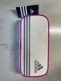 【新品】adidas 筆箱 ホワイト/ピンク ストライプ アディダス ペンケース