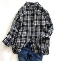 マカフィー　トゥモローランド　チェック柄コットンシャツ　白黒