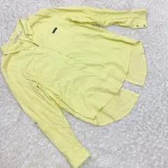 美品 カルバンクライン ライム 長袖 ブラウス M シャツ ロールアップ 袖のサムネイル